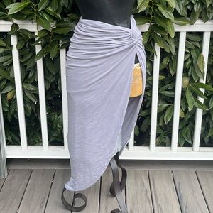 Hot Miami Styles; Grey/Blue; Ruched; Asymmetrical; Slip On Skirt/Swim Cover; L